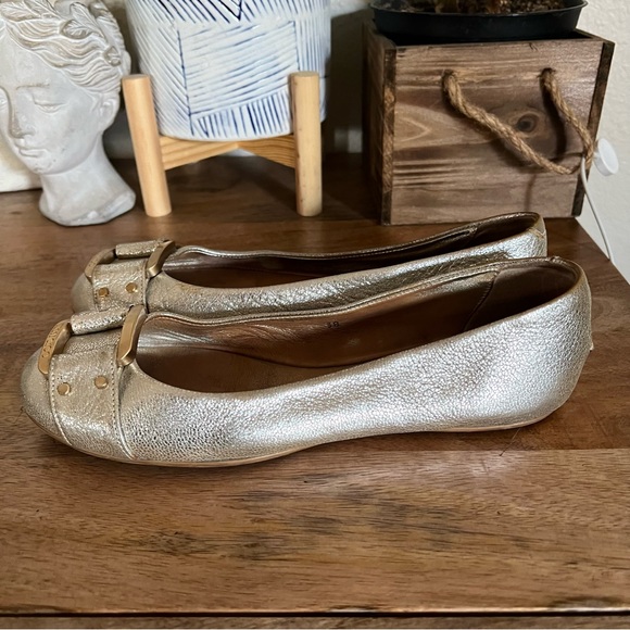 Jimmy Choo Metallic Silver Leather Ballet Flats Size 8 - Picture 4 of 14
